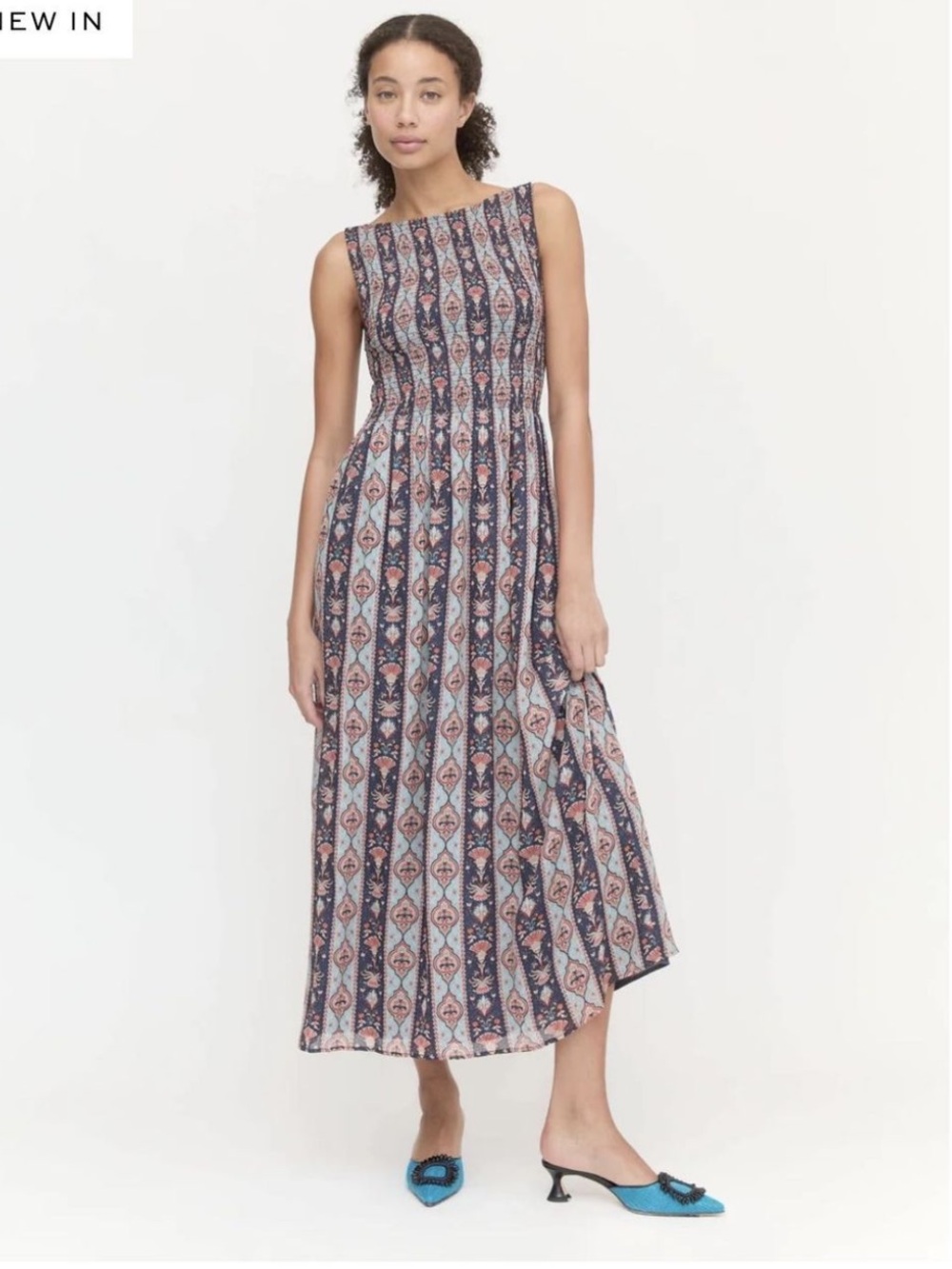 Hill House Home Cosima Nap Navy Emma Stripe  sleeveless midi S